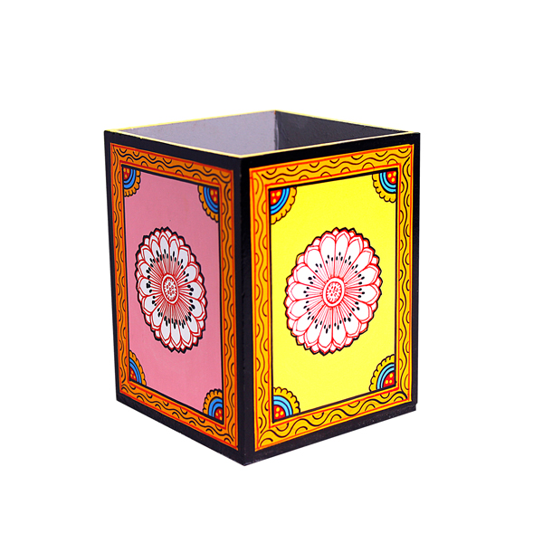 Hand-Painted Patta Chitra wooden Pen Holder